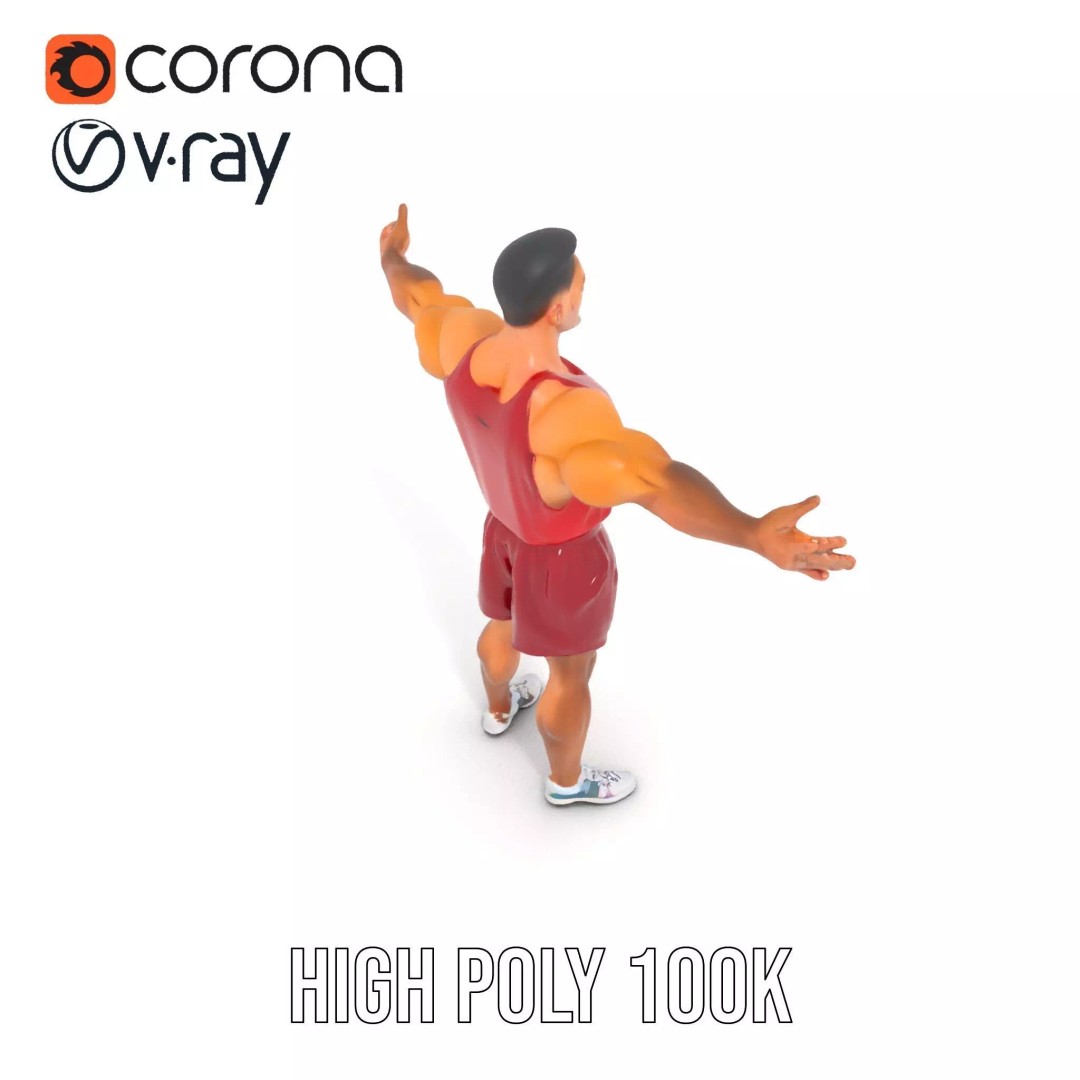 Athletic Figure 3D Model – Low Poly Character Pack with PBR Textures - View 26