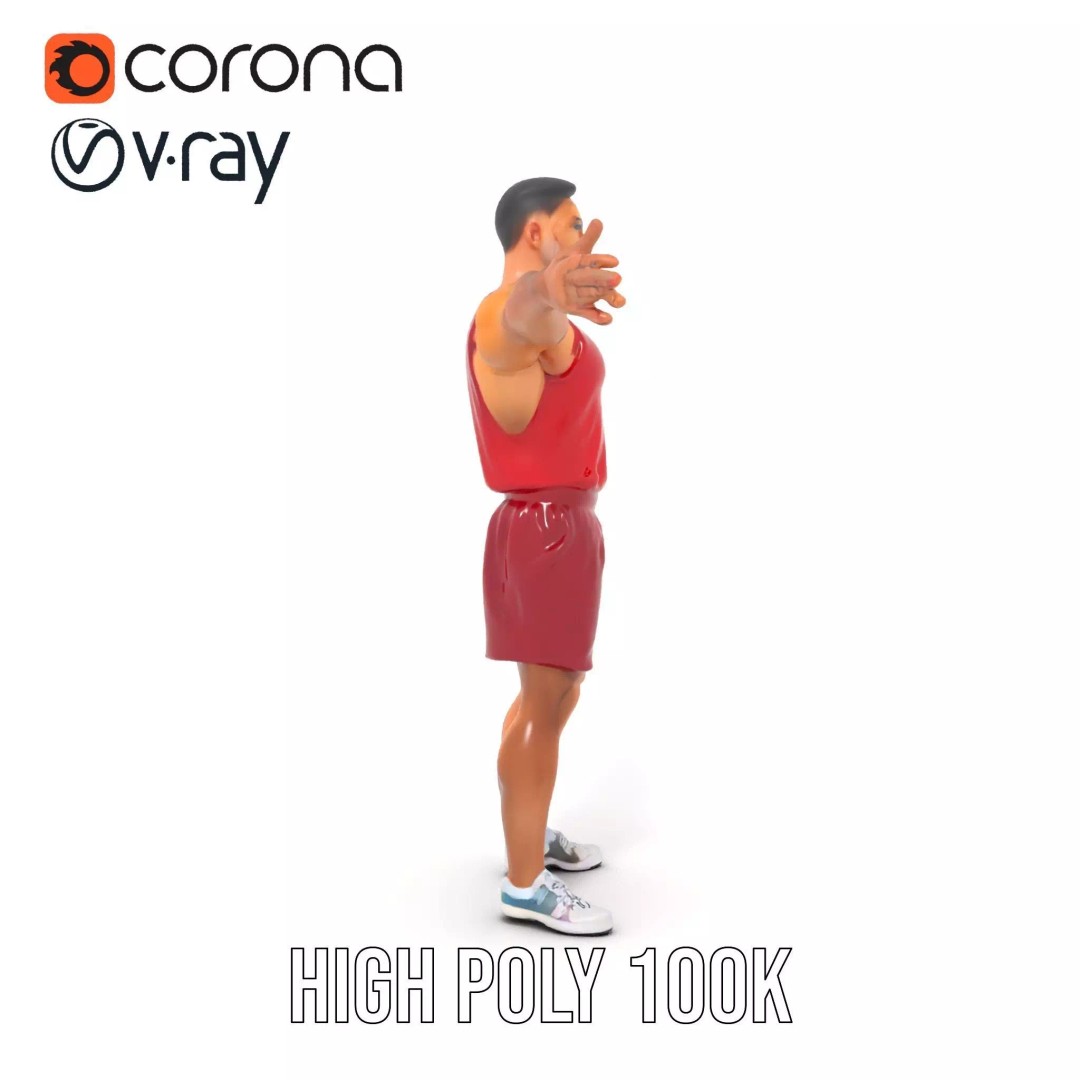 Athletic Figure 3D Model – Low Poly Character Pack with PBR Textures - View 29