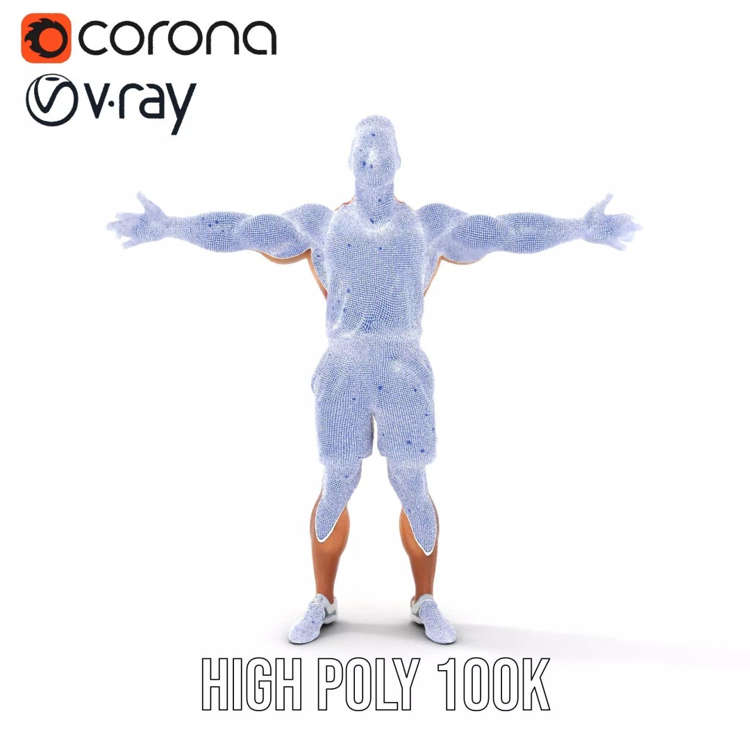 Athletic Figure 3D Model – Low Poly Character Pack with PBR Textures - View 33