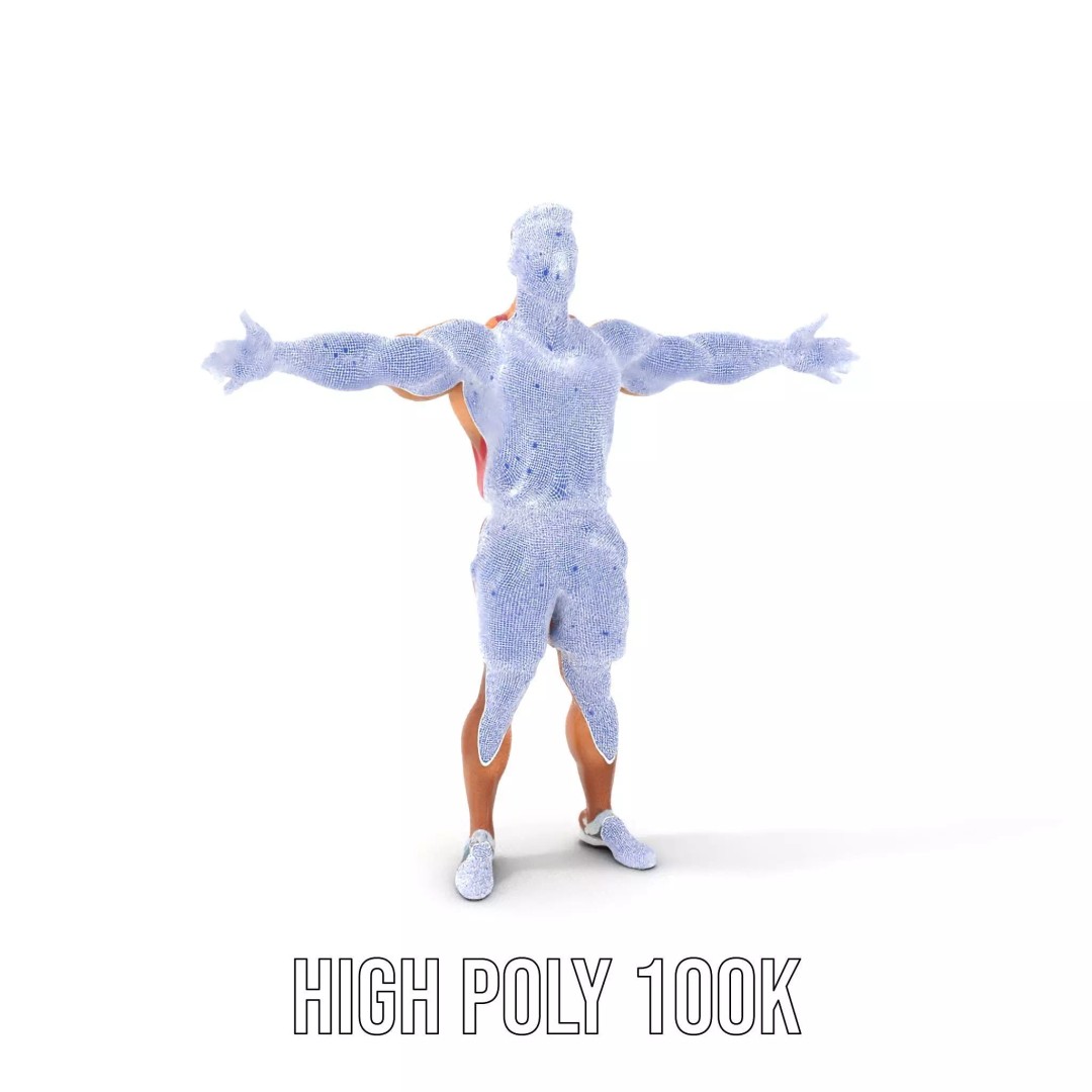 Athletic Figure 3D Model – Low Poly Character Pack with PBR Textures - View 5
