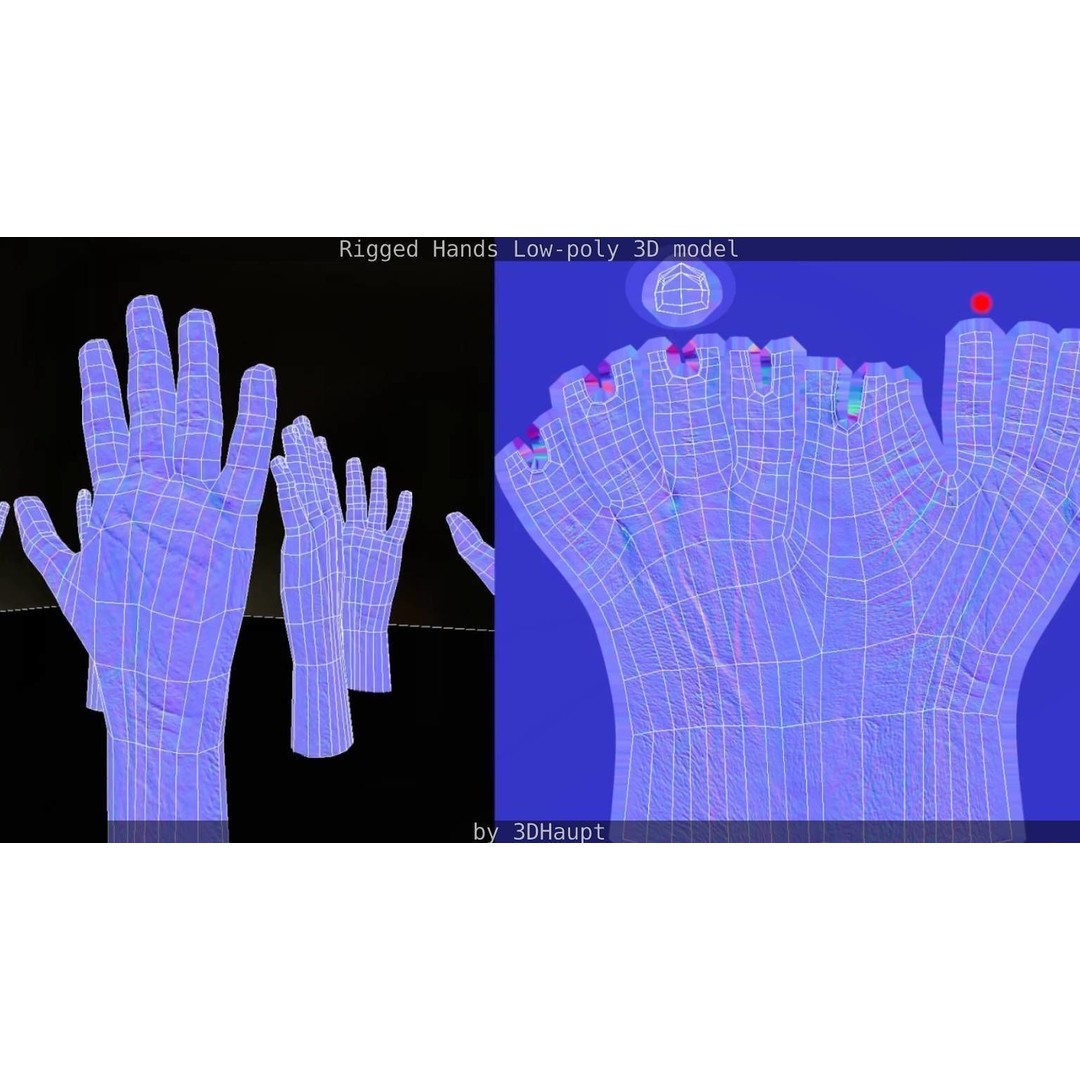 Rigged Hands 3D Model – Low Poly Game Asset, FBX, PBR Textures - View 101