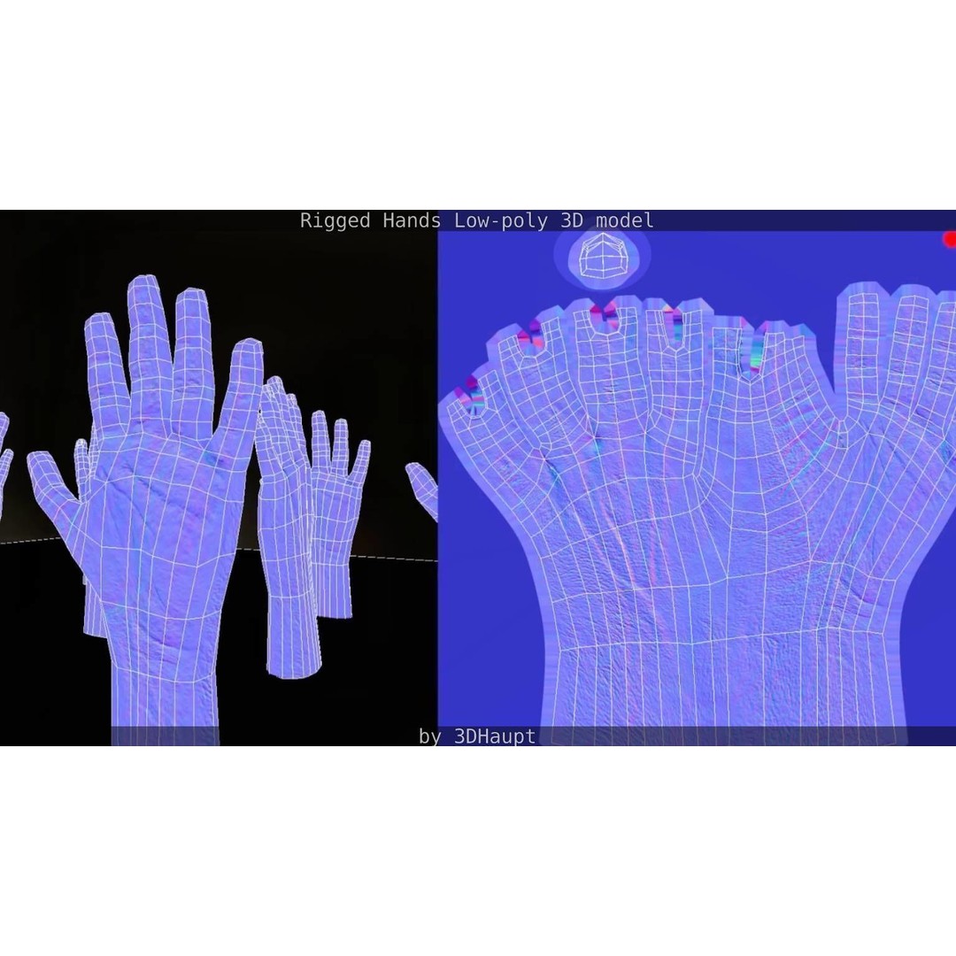 Rigged Hands 3D Model – Low Poly Game Asset, FBX, PBR Textures - View 102