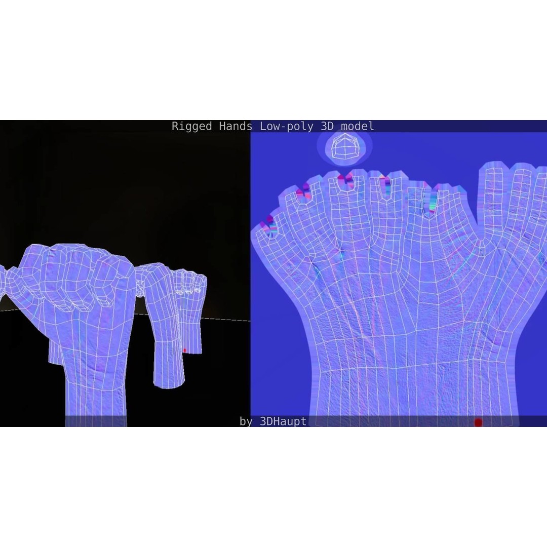 Rigged Hands 3D Model – Low Poly Game Asset, FBX, PBR Textures - View 103