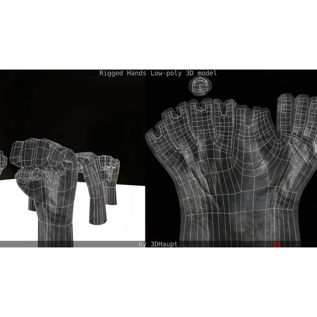 Rigged Hands 3D Model – Low Poly Game Asset, FBX, PBR Textures - View 105