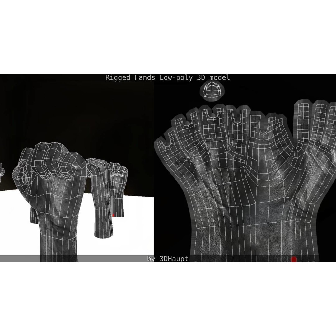 Rigged Hands 3D Model – Low Poly Game Asset, FBX, PBR Textures - View 106