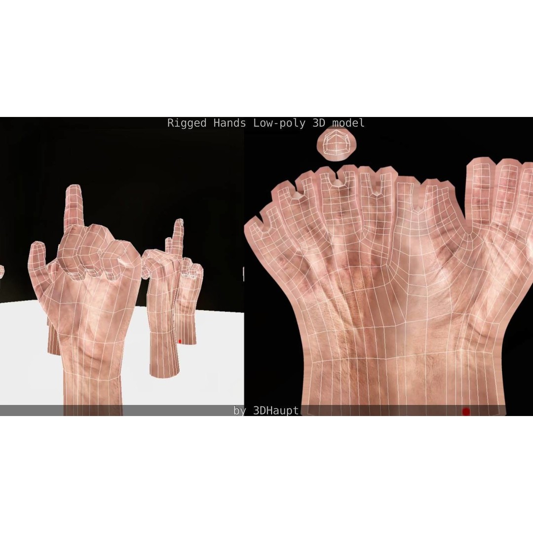 Rigged Hands 3D Model – Low Poly Game Asset, FBX, PBR Textures - View 107