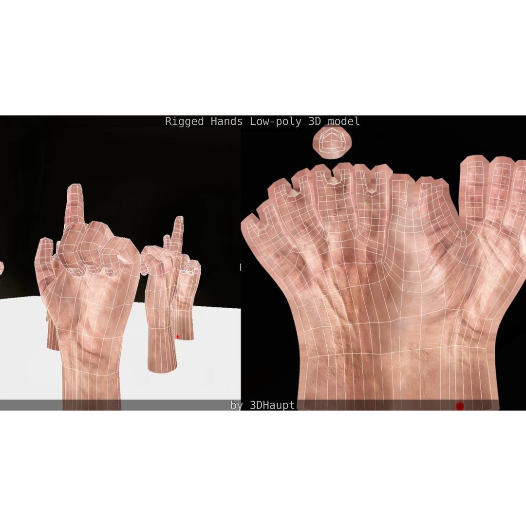 Rigged Hands 3D Model – Low Poly Game Asset, FBX, PBR Textures - View 108