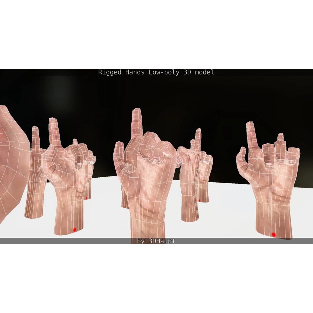 Rigged Hands 3D Model – Low Poly Game Asset, FBX, PBR Textures - View 109