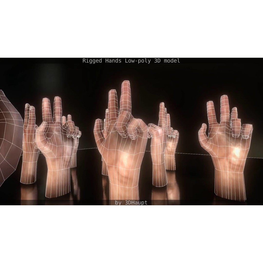 Rigged Hands 3D Model – Low Poly Game Asset, FBX, PBR Textures - View 110