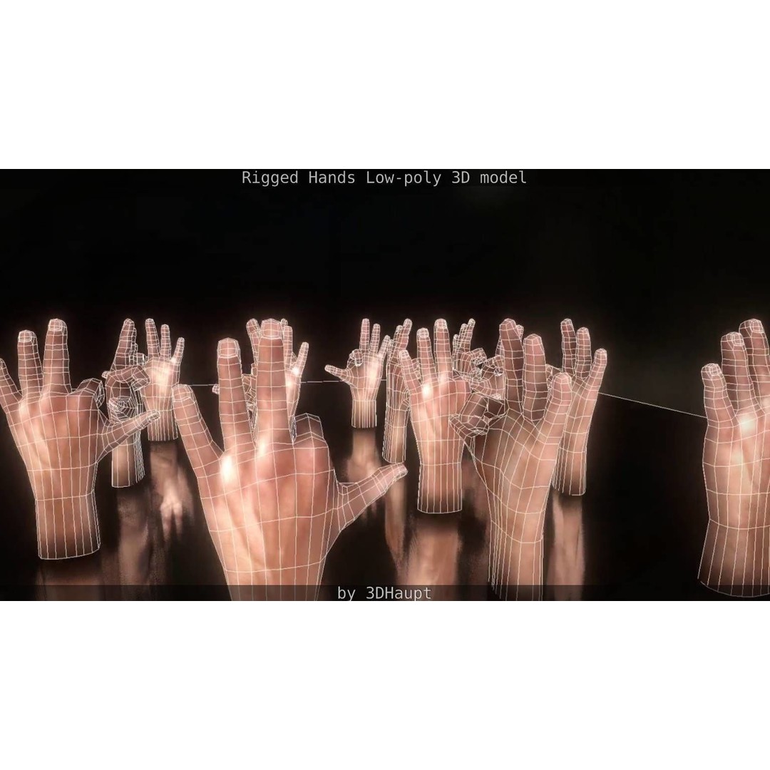 Rigged Hands 3D Model – Low Poly Game Asset, FBX, PBR Textures - View 115