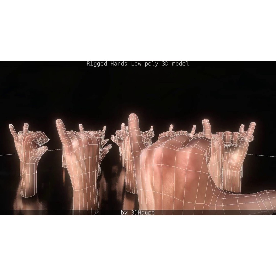 Rigged Hands 3D Model – Low Poly Game Asset, FBX, PBR Textures - View 117