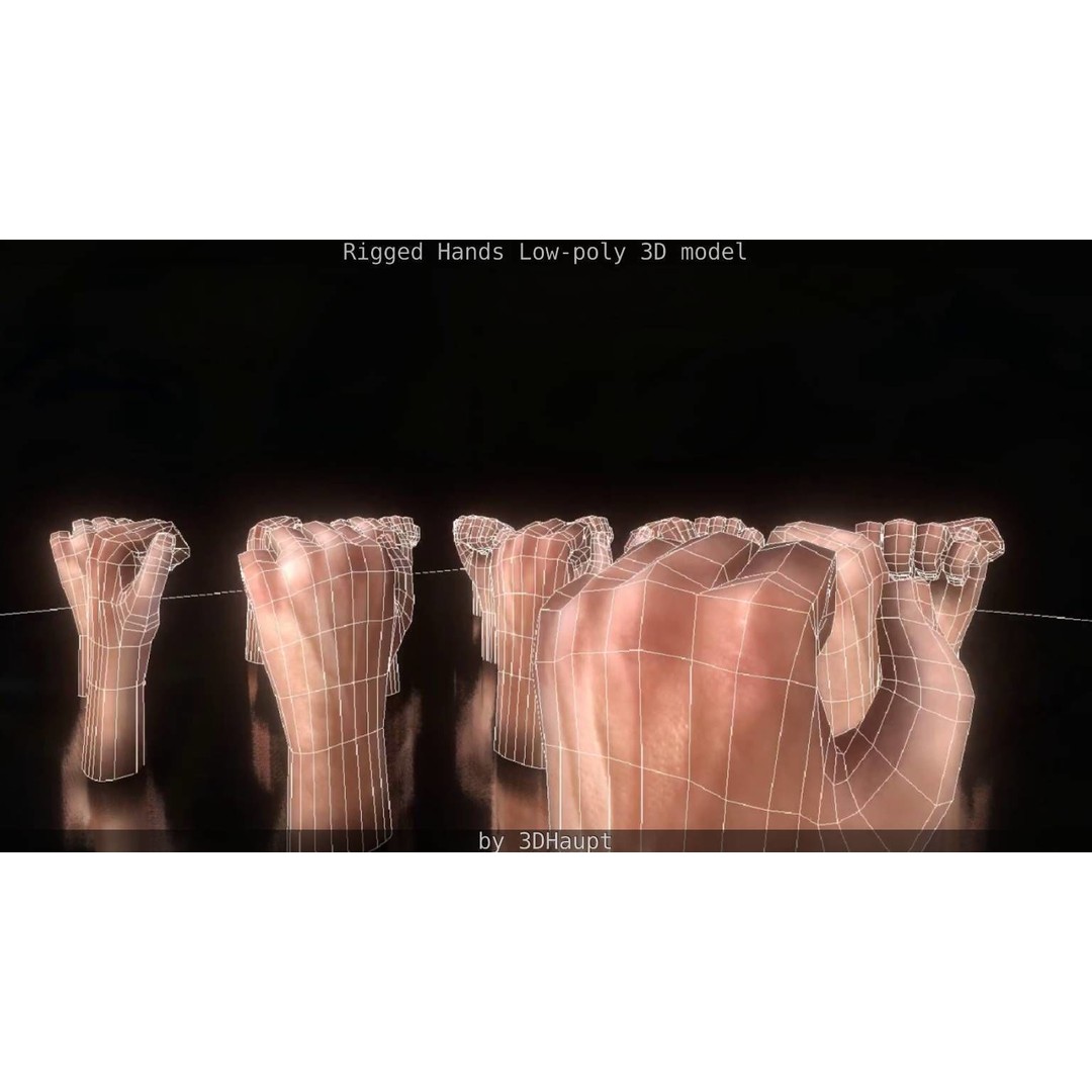 Rigged Hands 3D Model – Low Poly Game Asset, FBX, PBR Textures - View 119