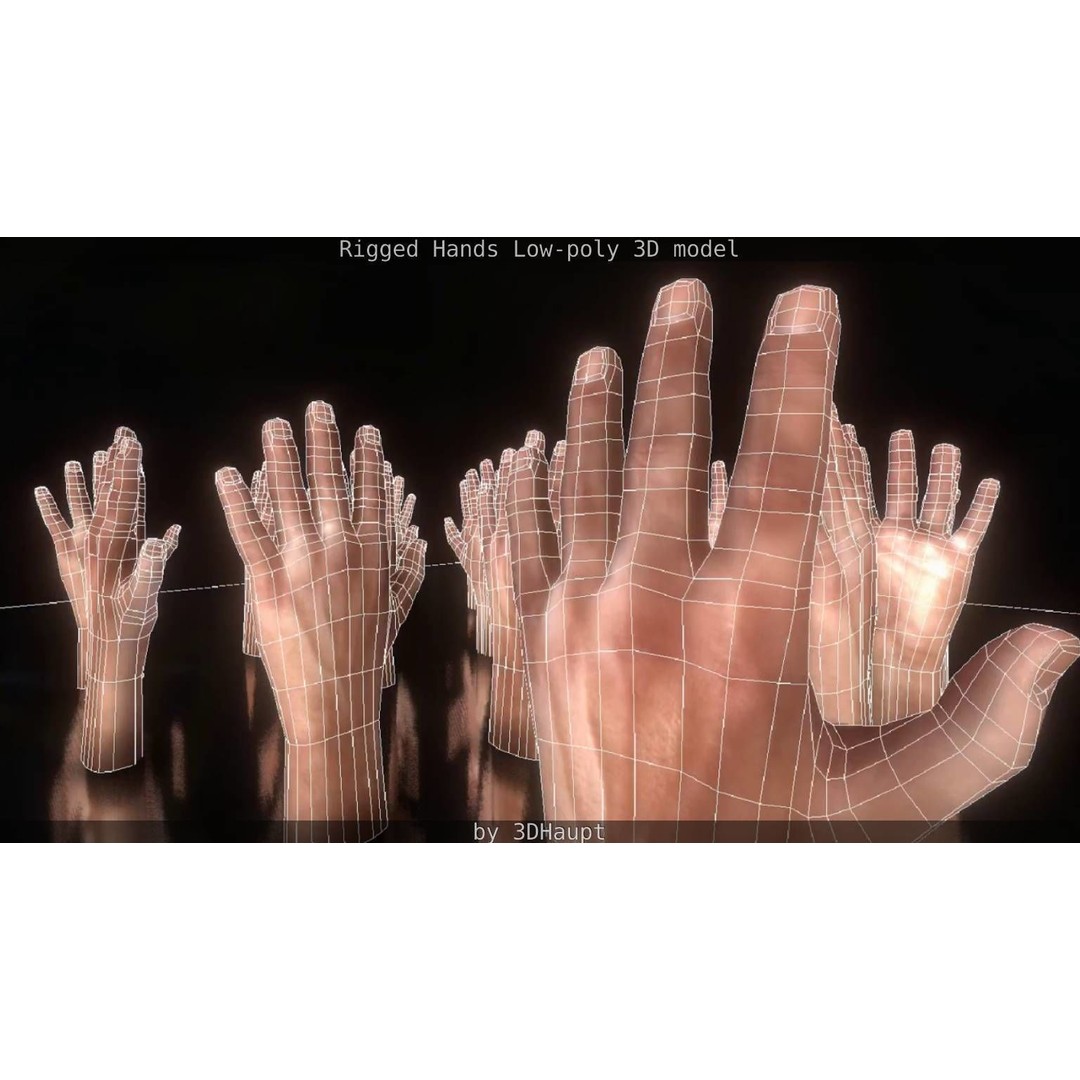Rigged Hands 3D Model – Low Poly Game Asset, FBX, PBR Textures - View 122