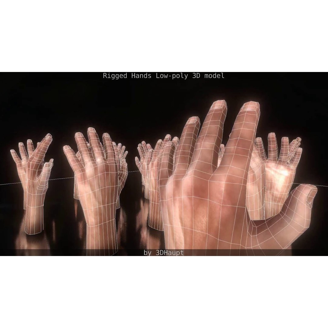 Rigged Hands 3D Model – Low Poly Game Asset, FBX, PBR Textures - View 123