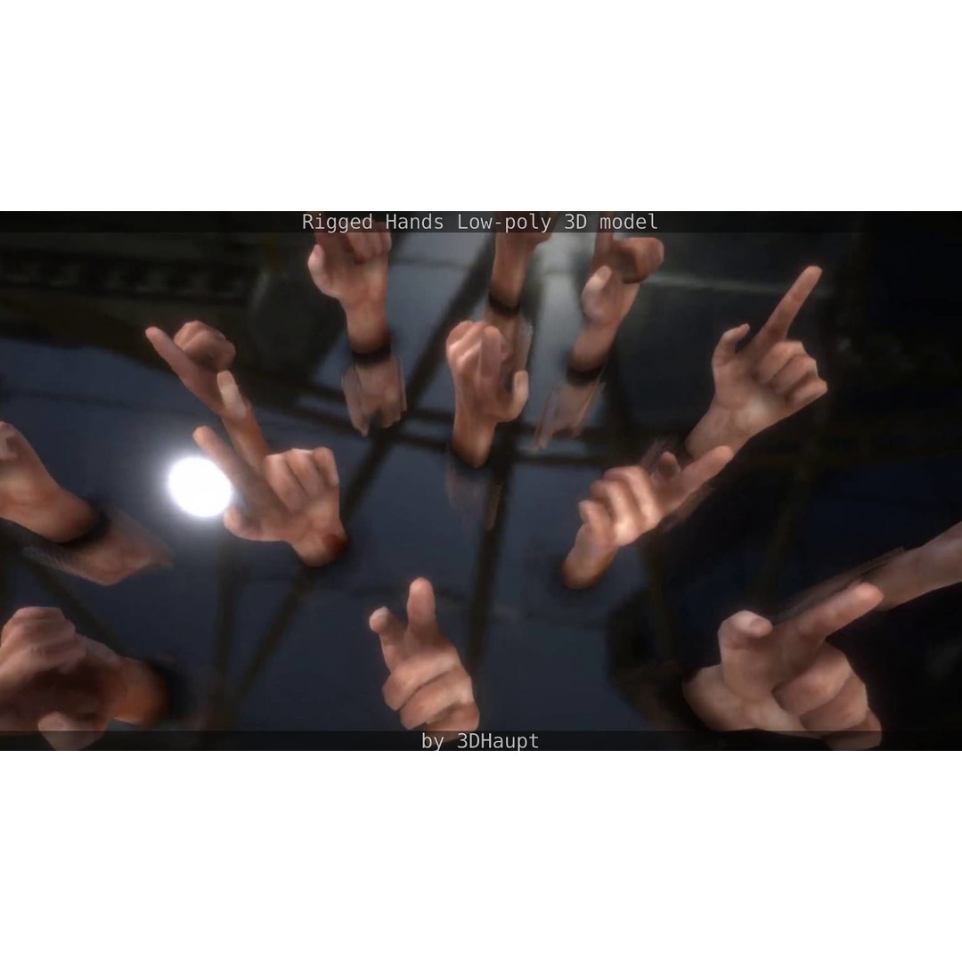 Rigged Hands 3D Model – Low Poly Game Asset, FBX, PBR Textures - View 129