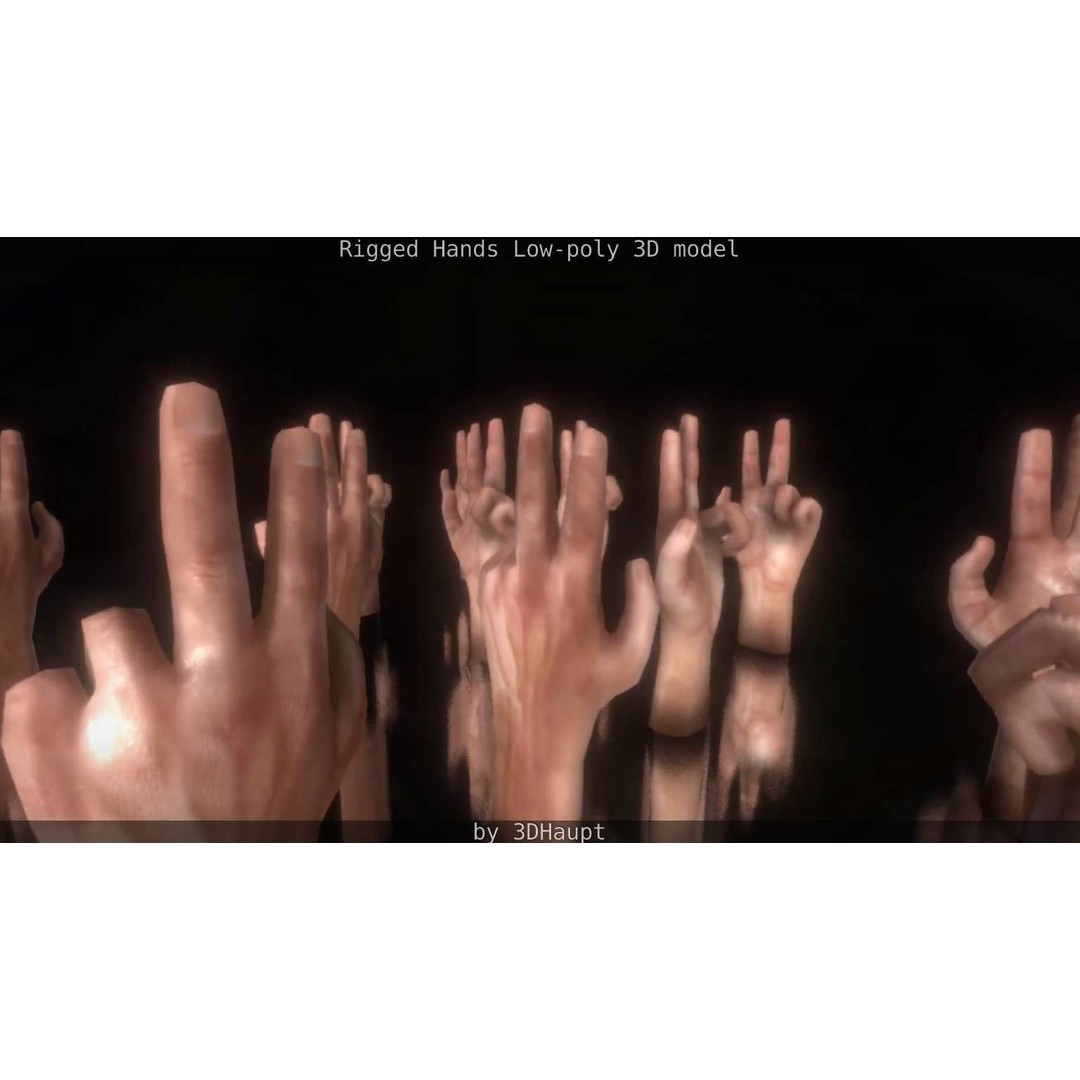 Rigged Hands 3D Model – Low Poly Game Asset, FBX, PBR Textures - View 131