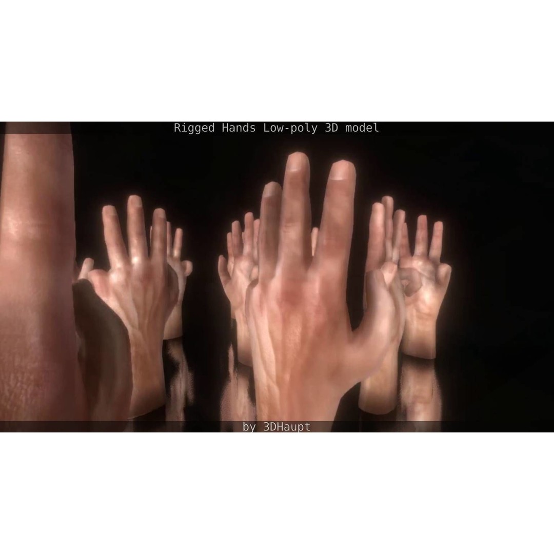 Rigged Hands 3D Model – Low Poly Game Asset, FBX, PBR Textures - View 132