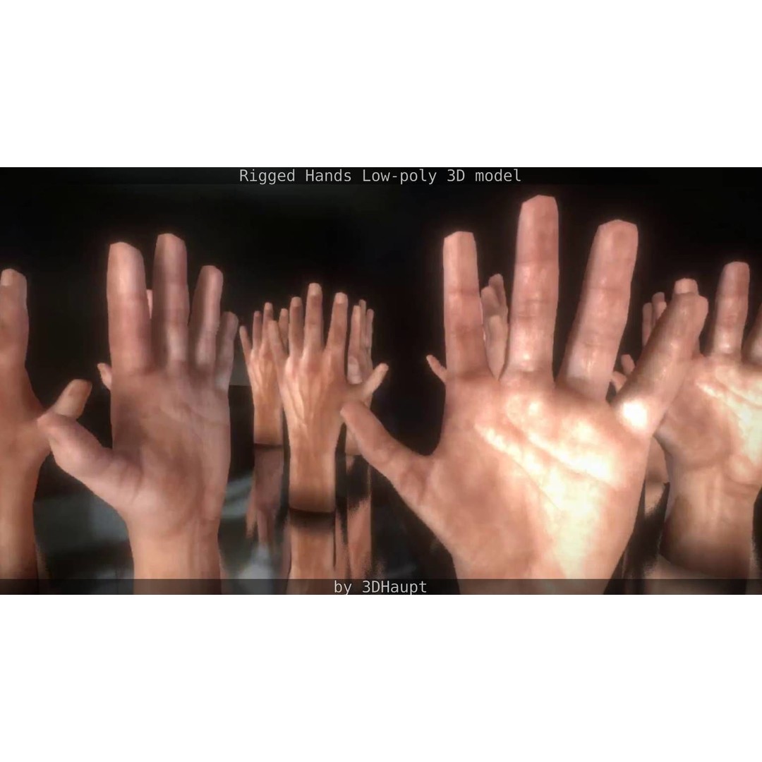 Rigged Hands 3D Model – Low Poly Game Asset, FBX, PBR Textures - View 133