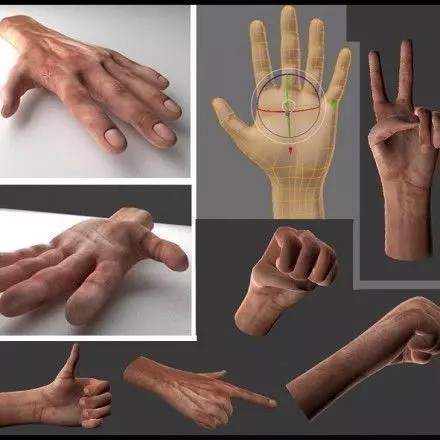 Rigged Hands 3D Model – Low Poly Game Asset, FBX, PBR Textures - View 2