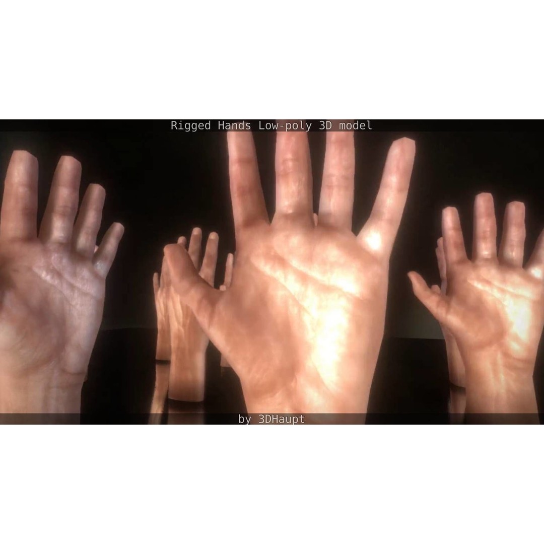 Rigged Hands 3D Model – Low Poly Game Asset, FBX, PBR Textures - View 25