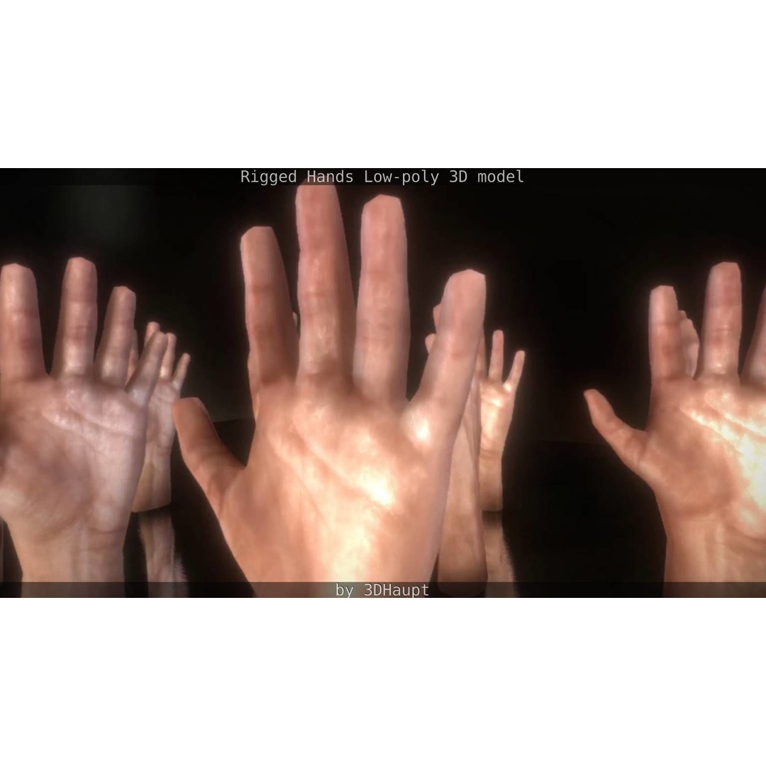 Rigged Hands 3D Model – Low Poly Game Asset, FBX, PBR Textures - View 26