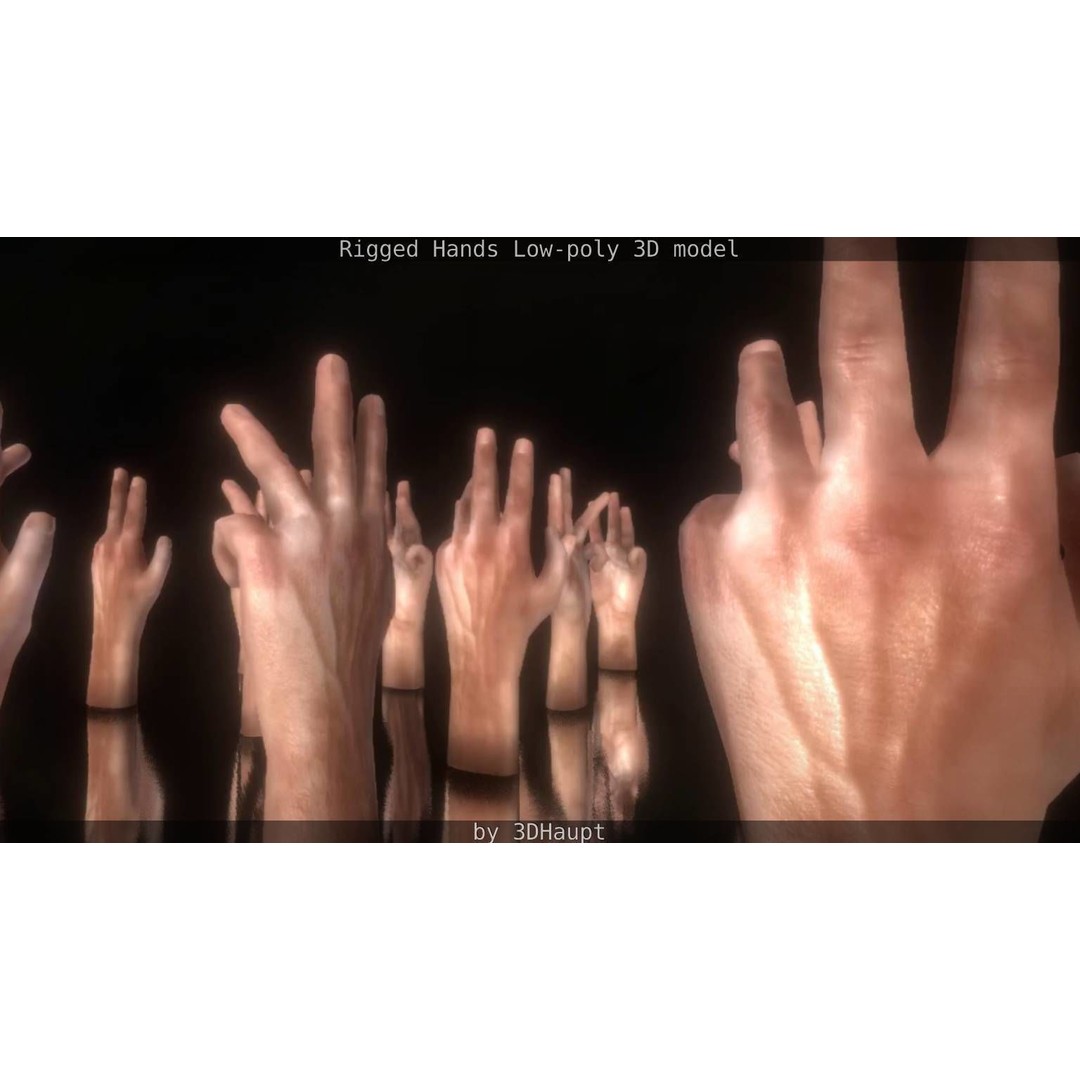 Rigged Hands 3D Model – Low Poly Game Asset, FBX, PBR Textures - View 35