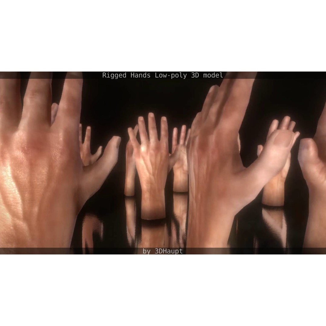 Rigged Hands 3D Model – Low Poly Game Asset, FBX, PBR Textures - View 45