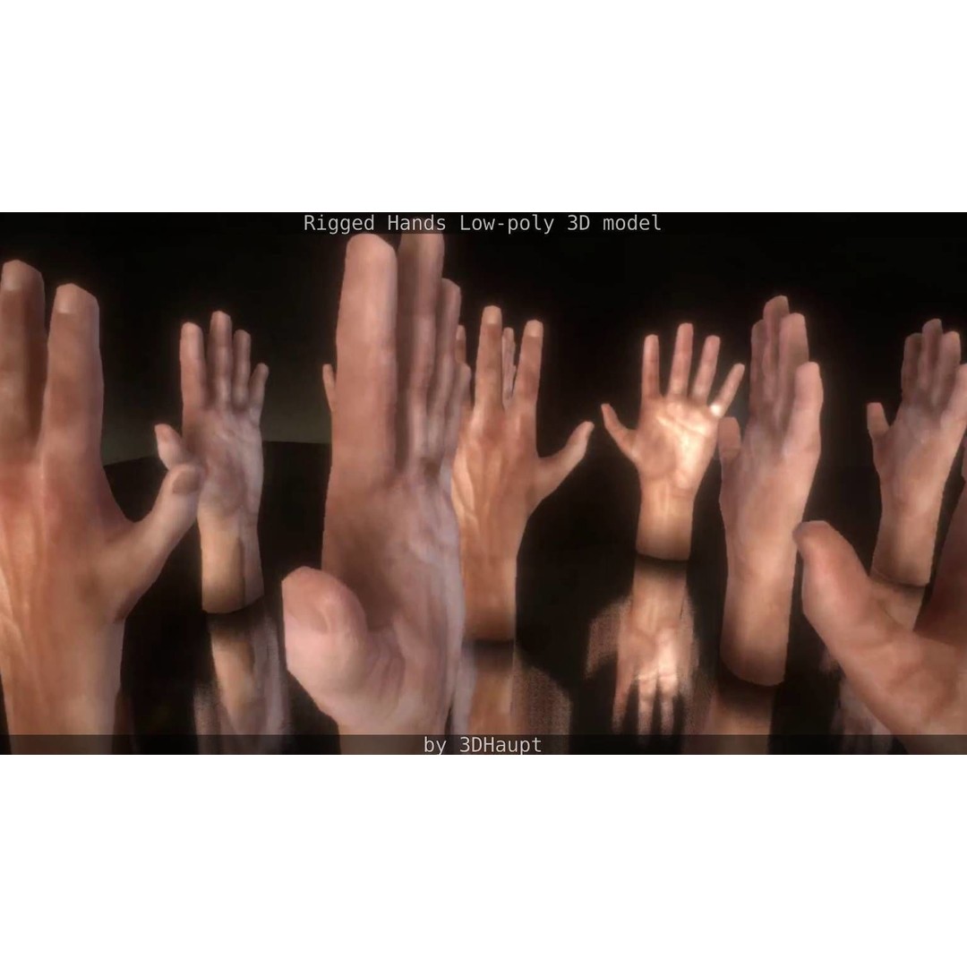 Rigged Hands 3D Model – Low Poly Game Asset, FBX, PBR Textures - View 46