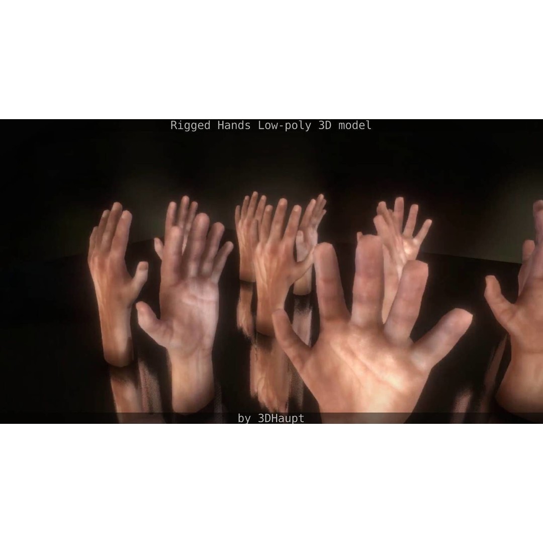 Rigged Hands 3D Model – Low Poly Game Asset, FBX, PBR Textures - View 47