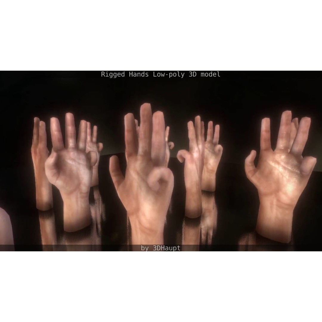 Rigged Hands 3D Model – Low Poly Game Asset, FBX, PBR Textures - View 56