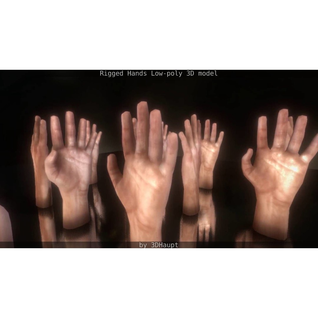 Rigged Hands 3D Model – Low Poly Game Asset, FBX, PBR Textures - View 57