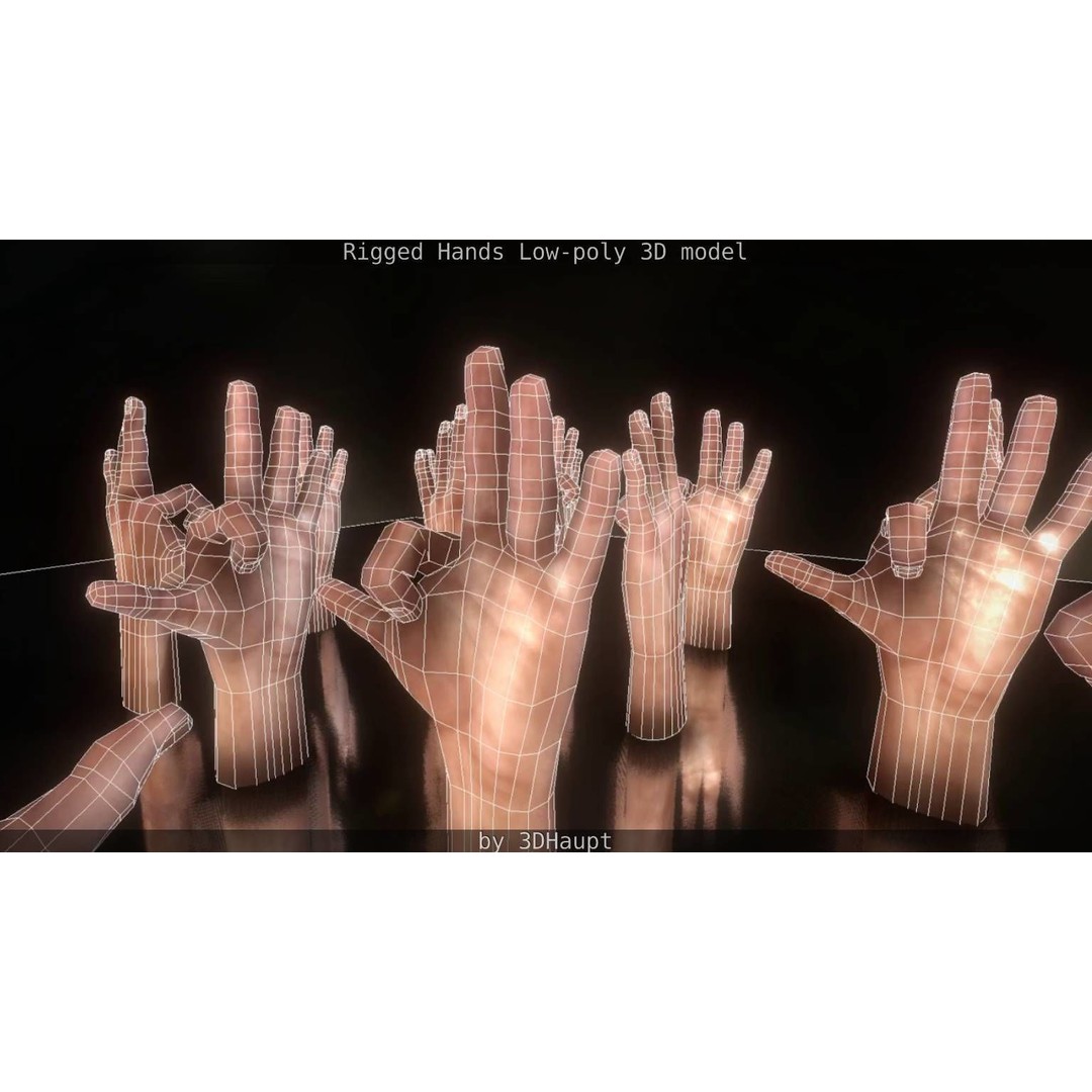 Rigged Hands 3D Model – Low Poly Game Asset, FBX, PBR Textures - View 59