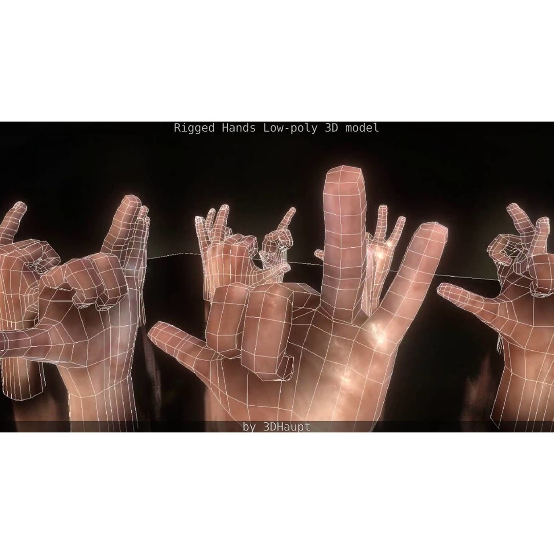 Rigged Hands 3D Model – Low Poly Game Asset, FBX, PBR Textures - View 61