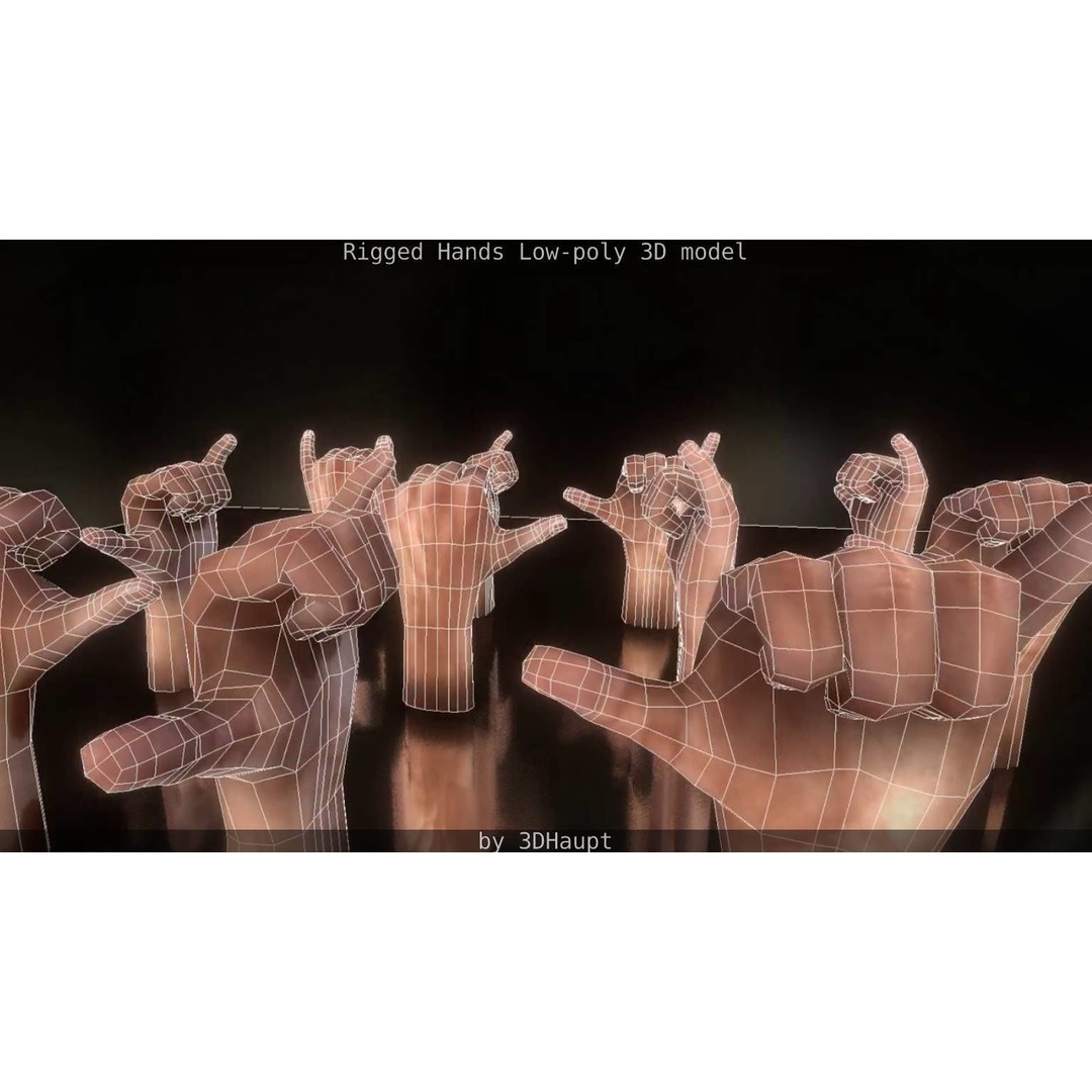 Rigged Hands 3D Model – Low Poly Game Asset, FBX, PBR Textures - View 62