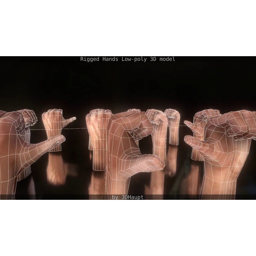 Rigged Hands 3D Model – Low Poly Game Asset, FBX, PBR Textures - View 63