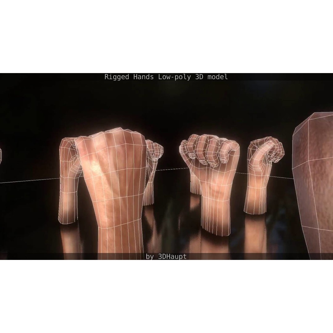 Rigged Hands 3D Model – Low Poly Game Asset, FBX, PBR Textures - View 65