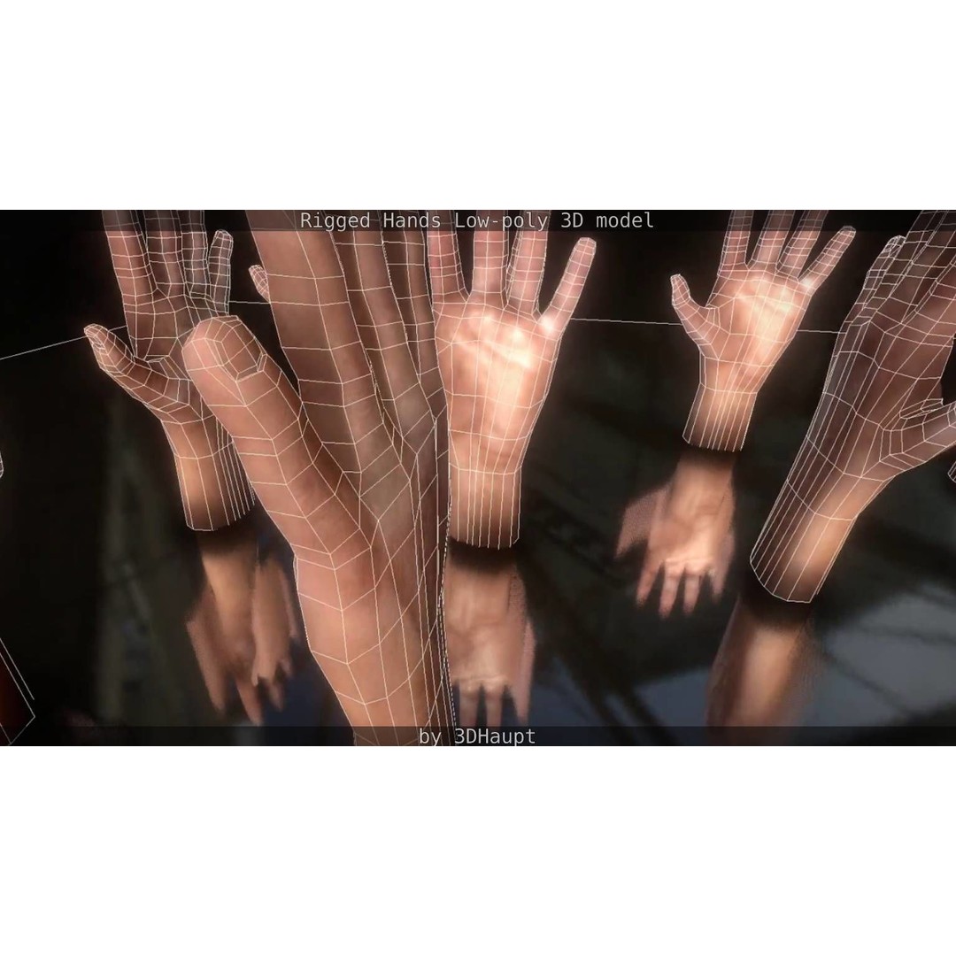 Rigged Hands 3D Model – Low Poly Game Asset, FBX, PBR Textures - View 67