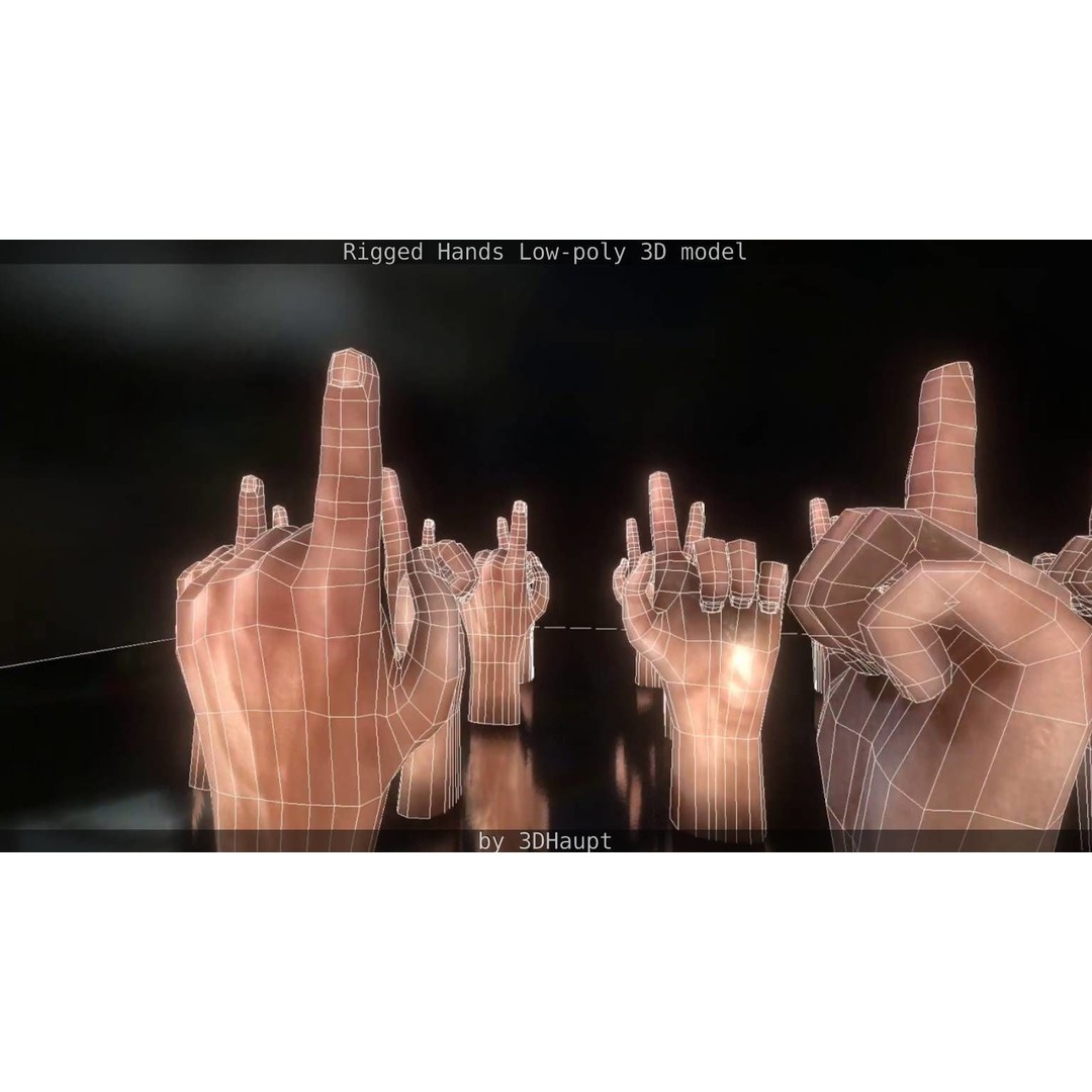 Rigged Hands 3D Model – Low Poly Game Asset, FBX, PBR Textures - View 73