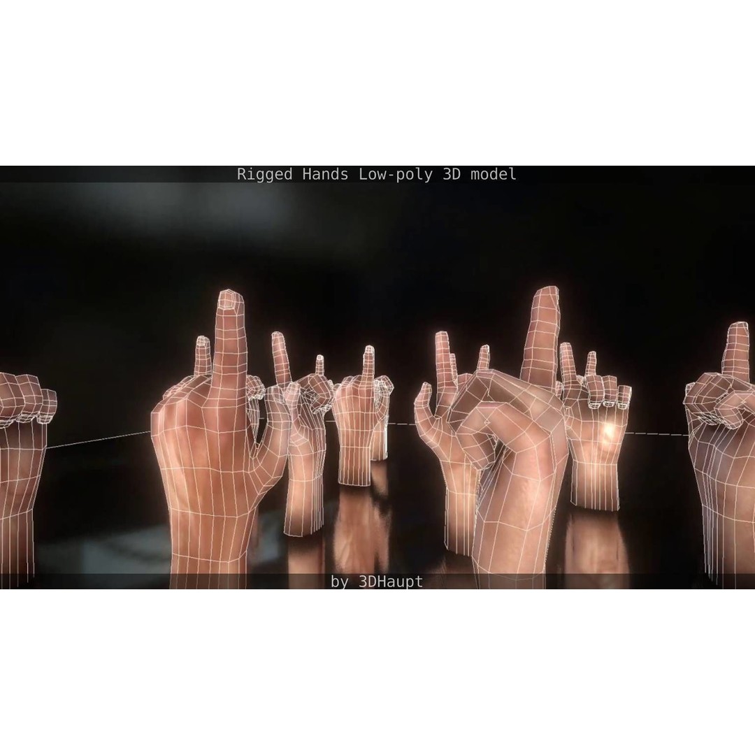 Rigged Hands 3D Model – Low Poly Game Asset, FBX, PBR Textures - View 74