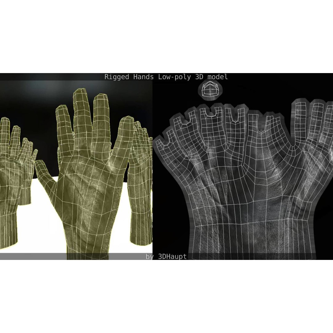 Rigged Hands 3D Model – Low Poly Game Asset, FBX, PBR Textures - View 81