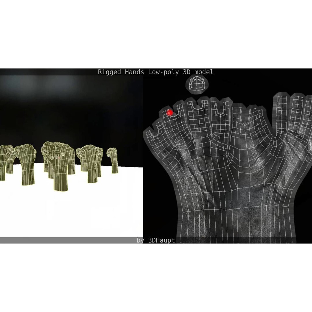 Rigged Hands 3D Model – Low Poly Game Asset, FBX, PBR Textures - View 82