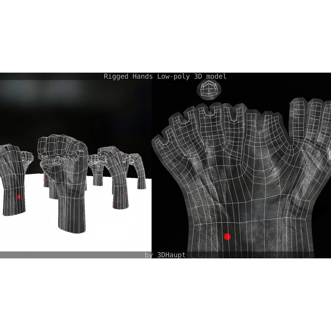 Rigged Hands 3D Model – Low Poly Game Asset, FBX, PBR Textures - View 83