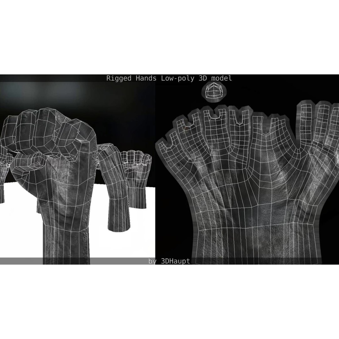 Rigged Hands 3D Model – Low Poly Game Asset, FBX, PBR Textures - View 84