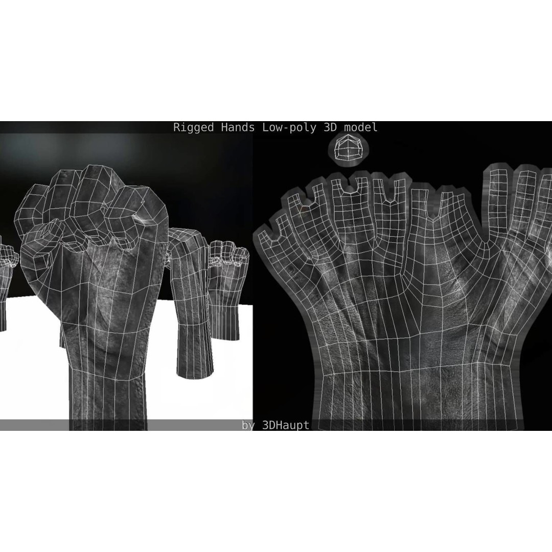 Rigged Hands 3D Model – Low Poly Game Asset, FBX, PBR Textures - View 85