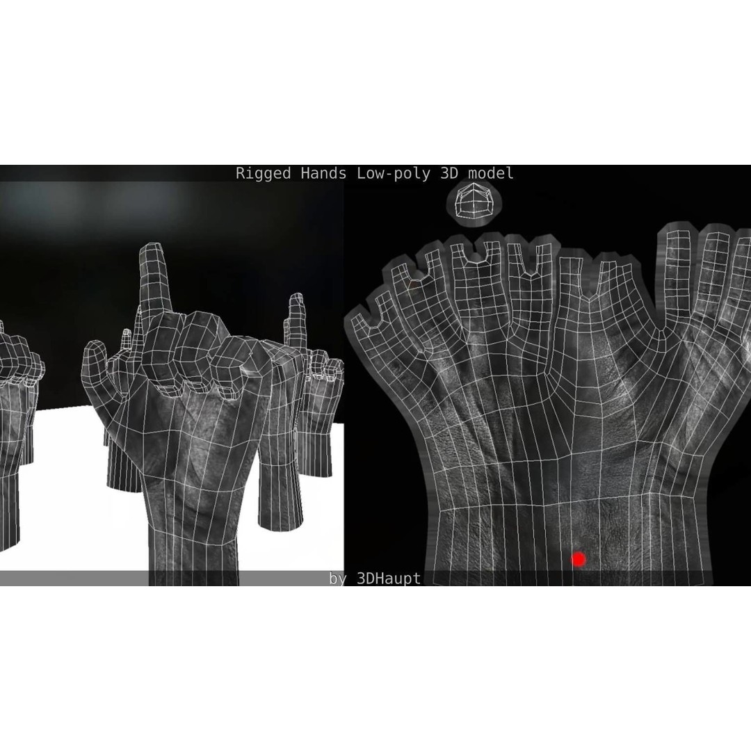 Rigged Hands 3D Model – Low Poly Game Asset, FBX, PBR Textures - View 86