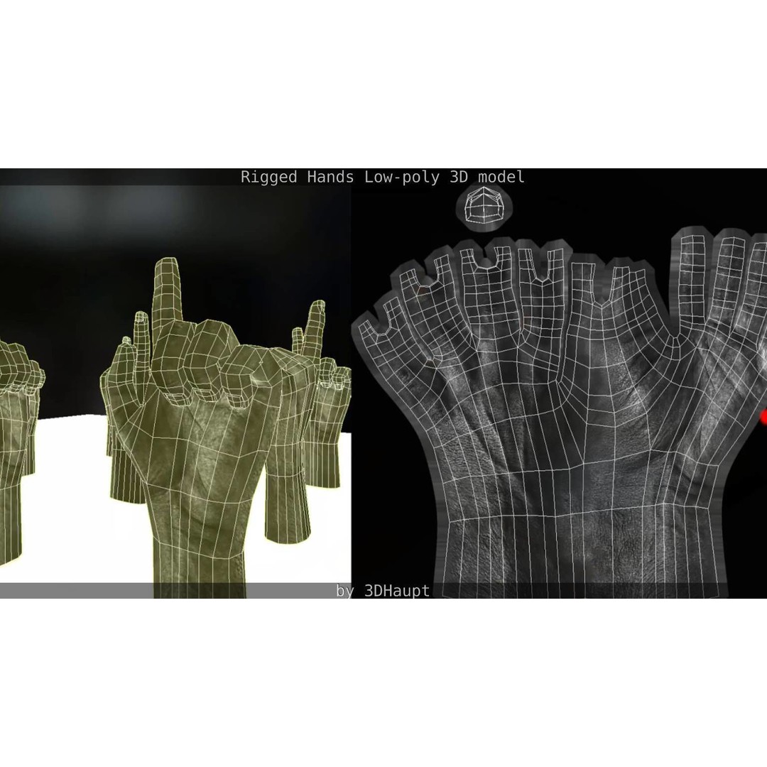 Rigged Hands 3D Model – Low Poly Game Asset, FBX, PBR Textures - View 87