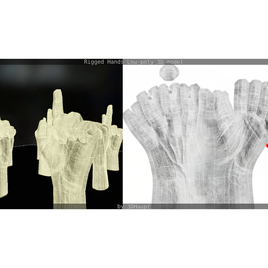 Rigged Hands 3D Model – Low Poly Game Asset, FBX, PBR Textures - View 88