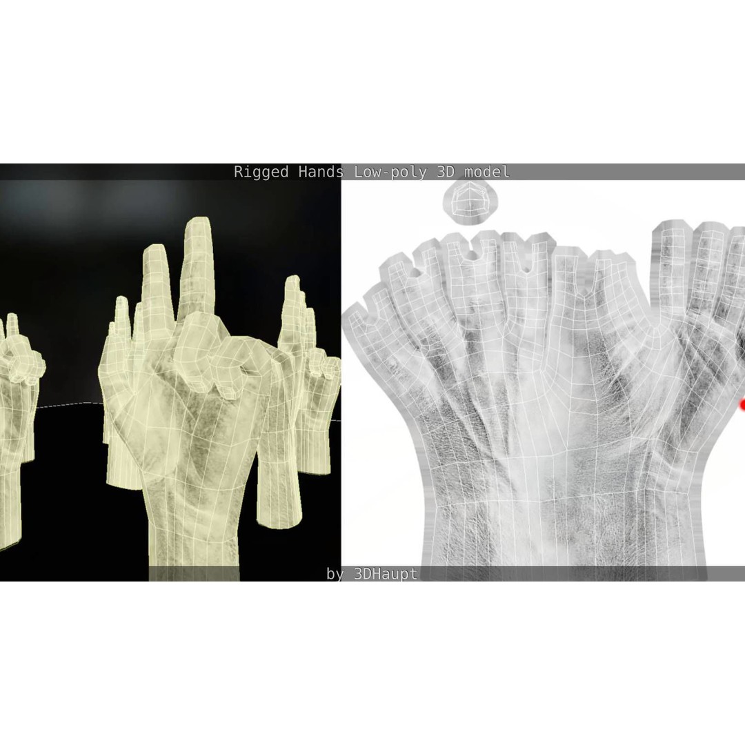 Rigged Hands 3D Model – Low Poly Game Asset, FBX, PBR Textures - View 89