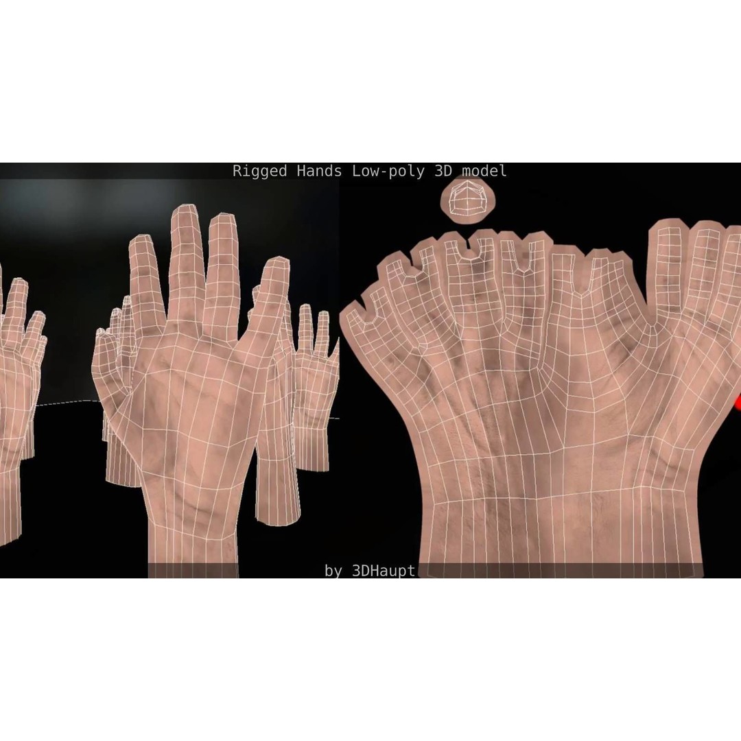Rigged Hands 3D Model – Low Poly Game Asset, FBX, PBR Textures - View 91