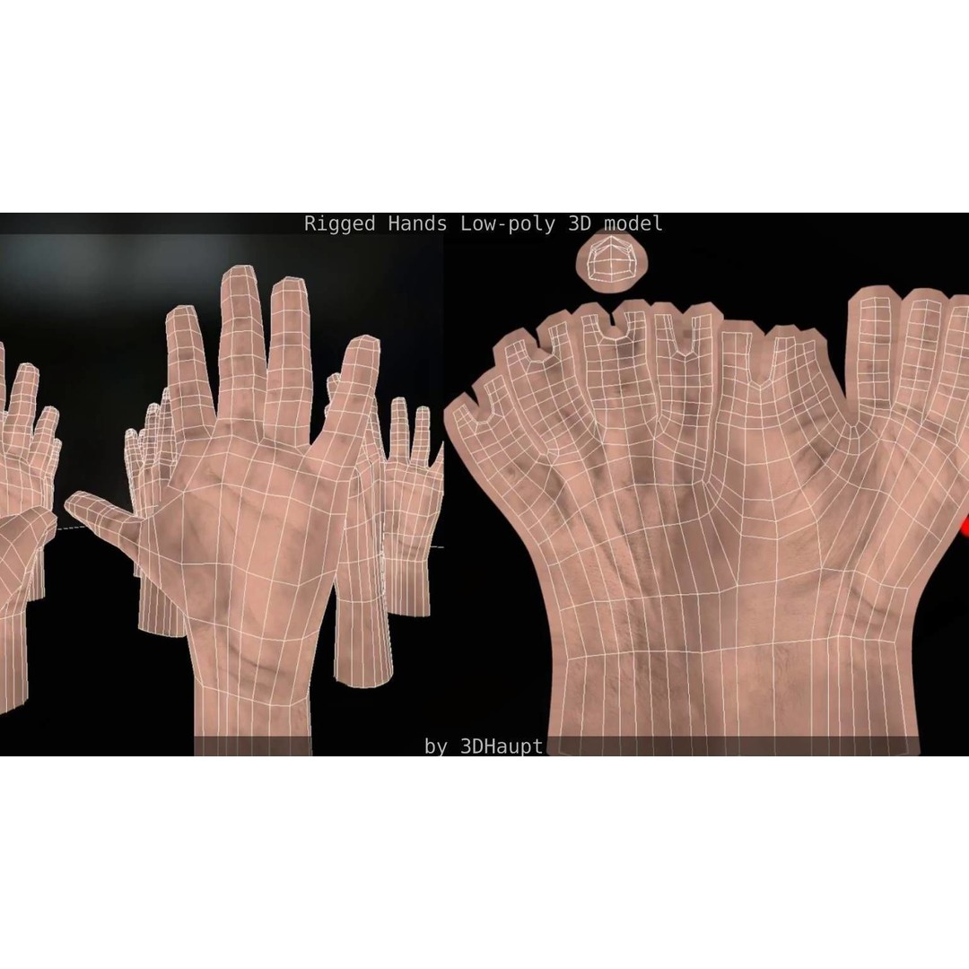 Rigged Hands 3D Model – Low Poly Game Asset, FBX, PBR Textures - View 92